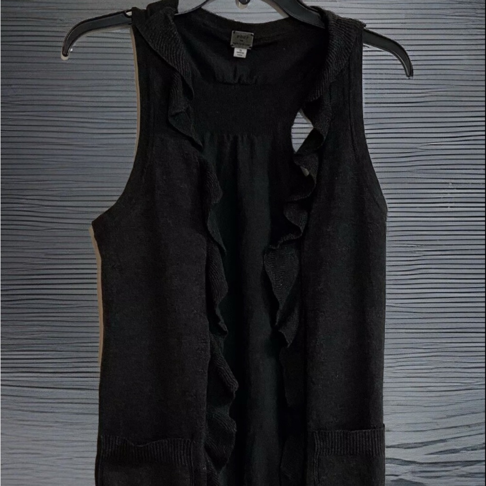 EUC - Poof Made With Love Black Ruffle Vest - Size Small - Picture 3 of 14
